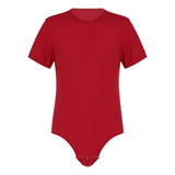 Mens Adults Press Crotch T-shirt Bodysuit One Piece Lingerie Adult Babies Diaper Lovers Pajamas Round Neck Short Sleeves Romper