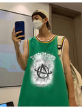 American Basketball Vest Men's Ins Trend Summer Loose Punk Sports Fitness Vest Cotton Breathable Mesh Sleeveless T-shirt