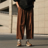 Foesce Summer Cotton Linen Pants Men Fashion Retro Casual Pants Mens Japanese Streetwear Loose Hip Hop Straight Pants Mens Trousers