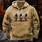 Vintage Men's Hoodies Winter Clothing Loose Casual American Western Cowboy Costume Streetwear Oversized Hoodie Man's Sweatshirt