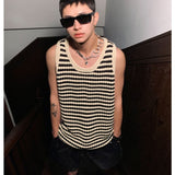 Autumn New Striped Sweater Vest Men O-Neck Casual Loose Retro Black and White Striped Couple Knitted Vest Harajuku Sweater