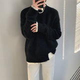 Foesce New Harajuku Fake Two-piece Sweaters Men Woolen Autumn and Winter Japanese Casual Loose Christmas Sweater for Men Pullovers
