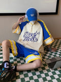 Hiphop Baseball Short-sleeved Suit Men's Bomber High Street Ice Hockey Shirt + Shorts American Basketball Sports Two-piece Suit
