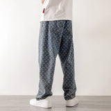 Foesce Fashion Men Wide Leg Jeans Letter print Streetwear Hip hop Straight Baggy Denim trend Pants Male Brand Trousers Autumn New