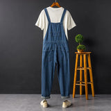 Summer New Mens Bib Overalls Streetwear Denim Jumpsuits Moto Biker Jeans Trousers Male Striped Casual Long Pants Clothing