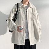 Spring Autumn Casual Premium Heavy Shirts Men Solid Loose Long Sleeve Shirts Male Hip Hop Thick Korean Man Woolen Coat New
