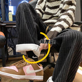 Winter Thick Warm Corduroy Pants Men Couple Straight Casual Trousers Solid Simple All-match Loose Fashion High Street Coffee Hot