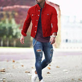 Foesce New Mens Denim Jacket Slim Fit Fashion Jeans Jackets Pocket Jacket Coat Men Handsome Spring Autumn Classic Black White Coat