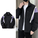 Spring New Patchwork Jacket Men Fashion Streetwear Casual Coat Green Black Stand Collar Harajuku Windbreaker Outwear