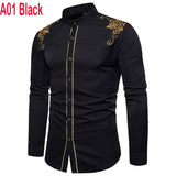 Embroidery Shirt Men Brand New Long Sleeve Mens Dress Shirts Casual Slim Fit Button Down Chemise Homme Camisetas Hombre