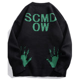 Foesce Autumn Funny Handprint Sweatercoat Men Oversize Baggy Jumper Fashion Korean Streetwear Knitwear Pullovers Clothing Tops Male 5XL