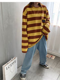 High Street Shirts Spring Autumn New Youth Large Size Striped Long-sleeved T-shirt Men's Korean Loose Trend Couple Men Tops