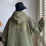 Foesce -Men's Streetwear Vintage Embroidered Suede Hooded Sweatshirt High Quality Hoodie Fashion Hip hop Unisex Pullover Y2k Clothe