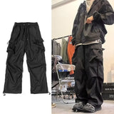 Black Cargo Pants for Men Hip Hop Gray Cargo Trousers Male Red Spring Cotton Loose Casual Streetwear Hip Hop Pocket