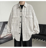 Spring Autumn Casual Premium Heavy Shirts Men Solid Loose Long Sleeve Shirts Male Hip Hop Thick Korean Man Woolen Coat New