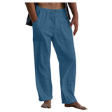 Foesce New Men's Casual Cotton Linen Pants Male Summer Large Size Breathable Solid Color Trousers Sports Fitness Streetwear S-5XL
