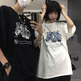 Kawaii punk shirt Harajuku bf Japan cartoon bear print short-sleeved t-shirt men women Korean oversize couple streetwear tops