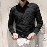 Autumn 3D Polka Dots Shirts Men Fashion Slim Long Sleeve Casual Shirt Business Dress Shirt Streetwear Camisa Masculina
