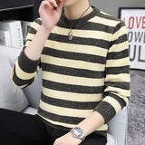 Foesce New Autumn Winter Thick Warm Fashion Striped Korean Sweater Men Trend Brand Pullovers Sweatshirt High Quality Knitwear Male