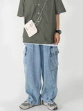 Baggy Jeans Trousers Male Denim Pants Black Wide Leg Pants Men's Jeans Loose Casual Korean Streetwear Hip Hop Harajuku