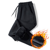 Men Fleece Warm Cargo Pants Autumn Winter Casual Loose Print Drawstring Sports Trousers Male Thermal Lambswool Sweatpants