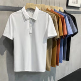 Summer New Solid Color Men Polo Shirt Comfortable Simple Casual Business Male Office Short-sleeved Shirt Black White Gray
