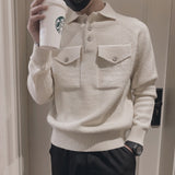 Brand Clothing Men Winter High Quality Slim Fit Thermal Knitted Sweater/Male Fashion Leisure Set Head Sweaters S-3XL Beige