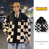 Foesce Imitation Lamb Wool Winter Jacket Men Korean Fashion Thickened Loose Warm Jacket Couple Models Plush Jackets Harajuku Coats
