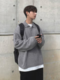 Autumn Men's Polo Collar Lightweight Sweater Men's Loose Korean Fashion Kintwear Long Sleeve Oversized Clothes Male