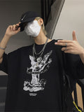 Korea Retro Shirt High Street Angel Letter Print Loose Short-sleeved T-shirt Couple Top Men and Women T-shirt Harajuku Wear