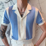Summer Men's Luxury Clothing Knit Short Sleeve Polo Shirt Casual Streetwear Lapel Button Down Cardigan Breathable Tops