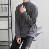Yasuk Spring Autumn Winter Man Solid Casual Plush TShirts Turtleneck Men Loose Slim Bottom Double-Faced Velvet Sweater PlusSize