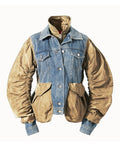 Loose Fit Green Denim Big Size Pleated Jacket New Lapel Long Sleeve Women Coat Fashion Tide Spring Autumn