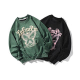 Vintage Sweatshirt Couple Letter Foaming Printing Hoodies Butterfly Motif  Y2k Women Pullovers Streetwear O-neck Men Sweatshirts