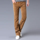 Foesce New Corduroy pants Mens Business Casual Slim Bootcut Flared for Men Boot Cut Flare White Red Black Long Trousers