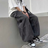 Foesce Spring Autumn Trousers y2k baggy jeans for men Wide leg Pants Pockets Elastic Waist Streetwear Loose comfortable Pants