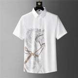 Foesce Shirts Mens Luxury Top Diamond Men's Shirt Long Mouw Slim Casual Shirt Black Animal Horse Shirt Social Camisa Hombre