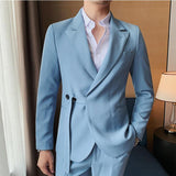 Foesce Men Spring High Quality Business Suit Jackets/Male Sky Blue White Young Handsome Casual Suit Coat Fashion Blazers