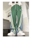 Stitching denim American high street loose pants women's tide ins summer hiphop hiphop sports casual pants sweatpants