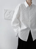 Men's Shirts  Black White Long Sleeve Jacquard Summer New  Korean Niche Loose All-match Loose Fit  Tops