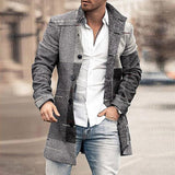 Winter Men Fashion Graphic Printing Woolen Coats Leisure Turn-down Collar Button-up Long Sleeve Jacket Mens Fall Trend Outerwear