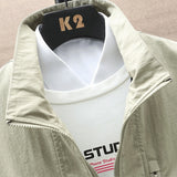 Spring New Patchwork Jacket Men Fashion Streetwear Casual Coat Green Black Stand Collar Harajuku Windbreaker Outwear
