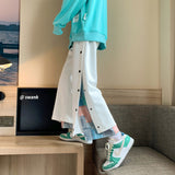 Harajuku Casual Wide Pants Men Streetwear Patchwork Sweatpants Spring Autumn Fashion Ankle-length Trousers For Men