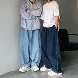 Foesce Wide Leg Cargo Pants Streetwear Baggy Jeans New Spring Autumn Men Korean Fashion Loose Straight Male Brand Clothing Black