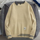 Harajuku All-match Knit Jumper Winter Streetwear High Quality Men Japanese O-neck Sweater Male Fashion Big Size Knitted Sweater