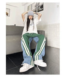 Stitching denim American high street loose pants women's tide ins summer hiphop hiphop sports casual pants sweatpants
