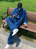 Autumn Trend Denim Jumpsuit Men Handsome Jeans Bodysuit Streetwear Unisex Preppy Casual Versatile Loose Two-piece Suit