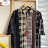 Foesce New Men's Stripe Spliced Shirts Harajuku Neutral Short Sleeved Woman Fashion Casual Personalized Hip Hop Long sleeve Shirt Coat