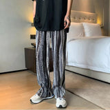 High-waisted Draped Wide-legged Pants Tiedye Loose Dragging Pants Streetwear Straight High-waist Mopping Wide-leg Trousers Men's