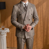Vintage Double Breasted Designer Suit Two Piece Wedding Party Suit  Groom Banquet  Men Suit Slim Fit Costume Homme Mariage